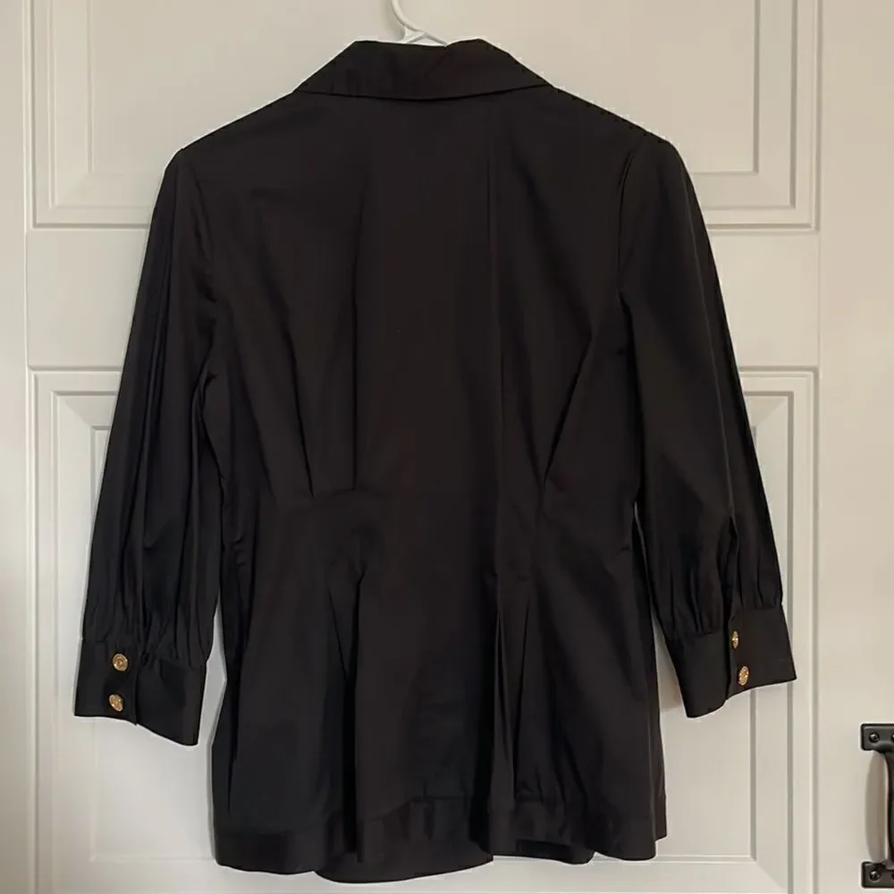 Tory Burch Black Button Up Collared Blouse